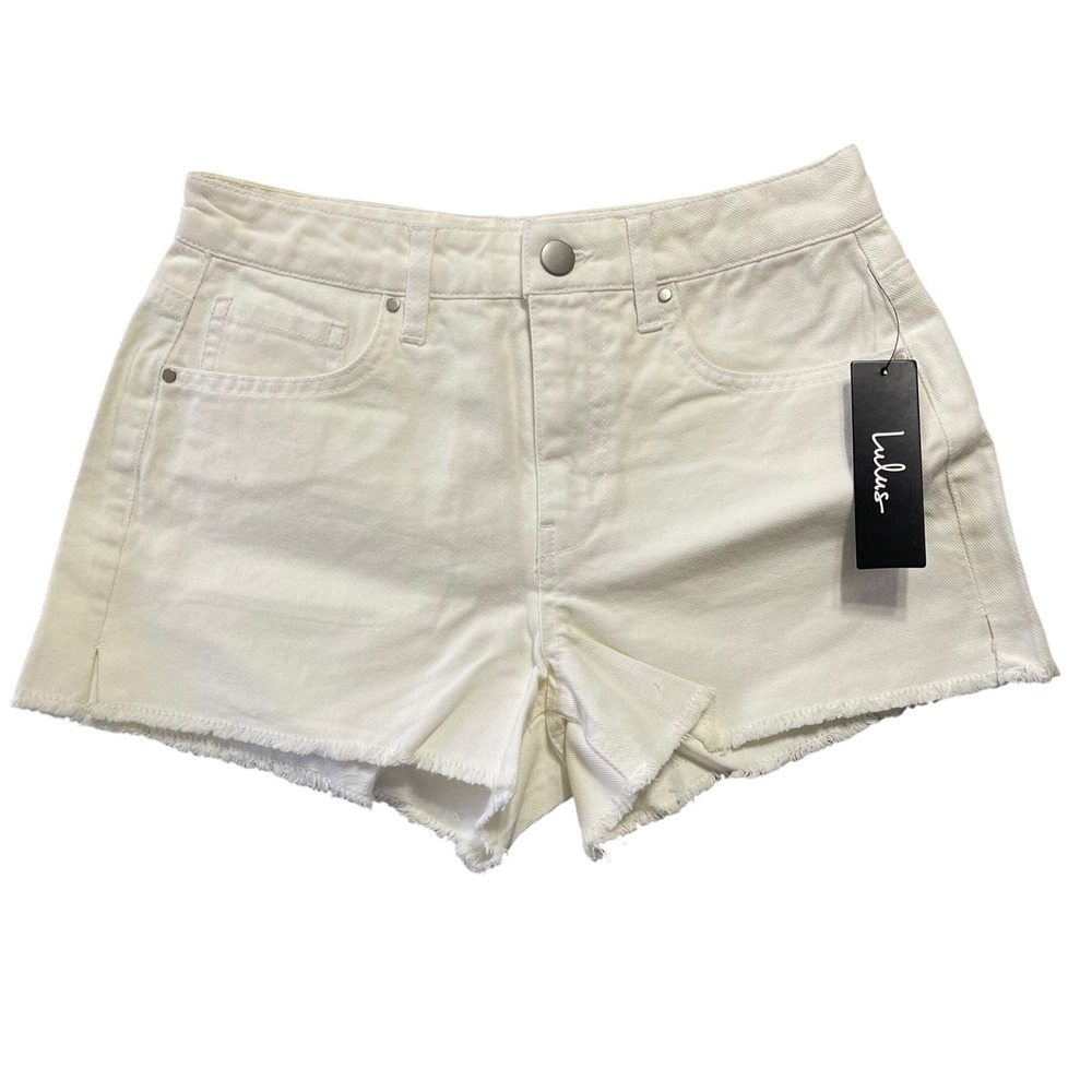 Lulus Denim Shorts Women 25 White Raw Hem Cotton Boho Festival Summer Casual - Picture 9 of 9